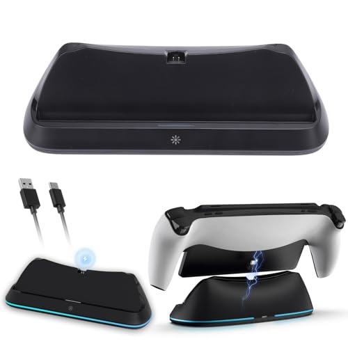 Yoidesu PS Portal Game Console Charger Dock, Stand with RGB Light Effect, Portable Game Console Charge Holder, Station for PS Portal (Black)