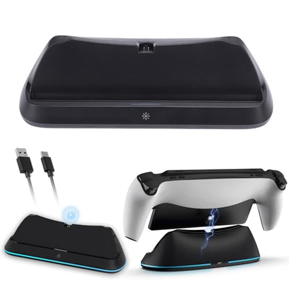 Yoidesu PS Portal Game Console Charger Dock, Stand with RGB Light Effect, Portable Game Console Charge Holder, Station for PS Portal (Black)