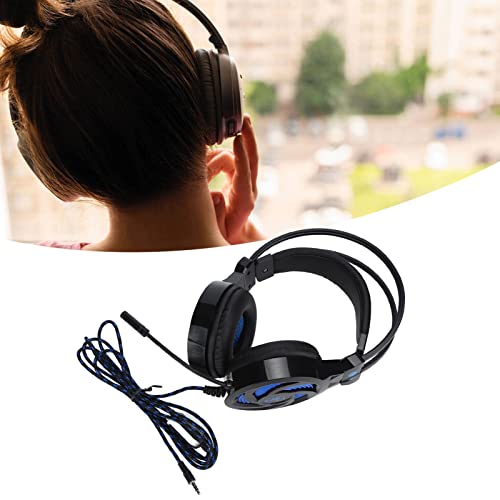 Wired Gaming Headset Comfort Design with Microphone and Volume Control for PC Laptop 40mm Driver Black and Blue