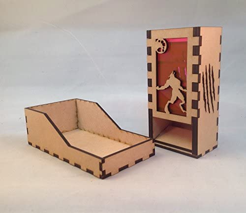 Werewolf Mini Dice Tower v1 Neon Pink Acrylic Window Laser Cut MDF Unique Gift