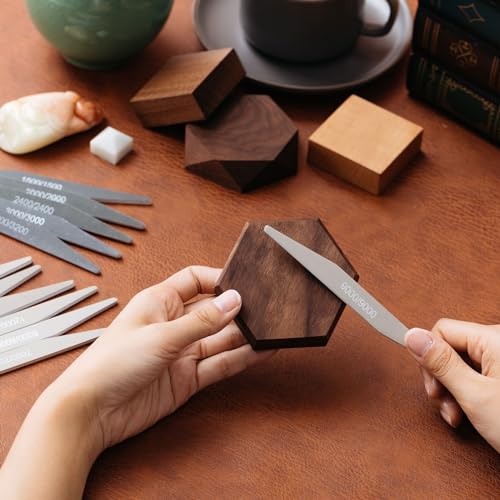 Honoson 20 Pcs Sanding Sticks for Plastic Models 3D Print Polishing Sticks Assorted Metal and Wood Sanding Tools Accessory for Model Craft Amateur Beginner(Low Grits and High Grits,Double Angle Shape) - style: Double Angle Shape