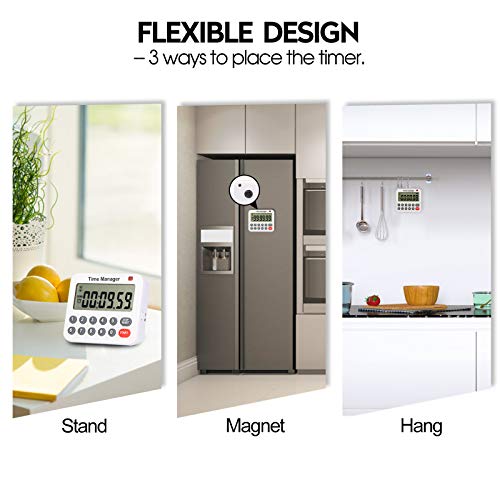 AIMILAR Magnetic Digital Kitchen Timer with Direct Numerical Keypad, Loud Alarm - 99Hr Countdown Count Up Timer for Cooking Baking Classroom, Batteries Included - color: Red-1