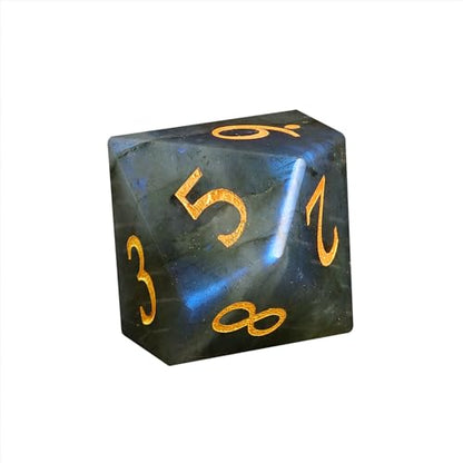 LUCKY-M Labradorite Gemstone DND Dice Set, 7 PCS Dungeons and Dragons Dice with Case for RPG, Unique Stone Dice Set D&D D4 D6 D8 D10 D00 D12 D20(LD-Gold) - color: Ld-gold