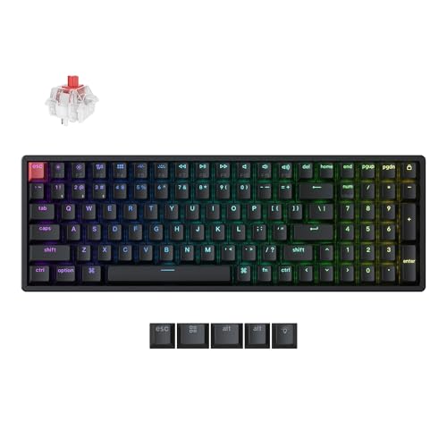 Keychron K4 96% Layout QMK Wireless and Wired Mechanical Keyboard Super Red Switch, RGB Backlight Aluminum Frame with Shine-Through Double-Shot PBT Keycaps for Mac Windows-Version 3 - color: Keychron Super Red Switch, size: Version 3