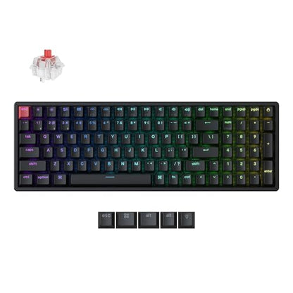 Keychron K4 96% Layout QMK Wireless and Wired Mechanical Keyboard Super Red Switch, RGB Backlight Aluminum Frame with Shine-Through Double-Shot PBT Keycaps for Mac Windows-Version 3 - color: Keychron Super Red Switch, size: Version 3