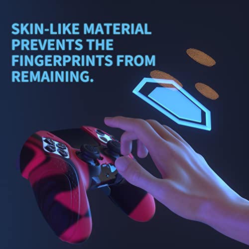 PlayVital Guardian Edition Anti-Slip Ergonomic Silicone Cover Case for ps5 Edge Controller, Soft Rubber Protector Skin for ps5 Edge Wireless Controller with Thumb Grip Caps - Red & Black - color: Red & Black