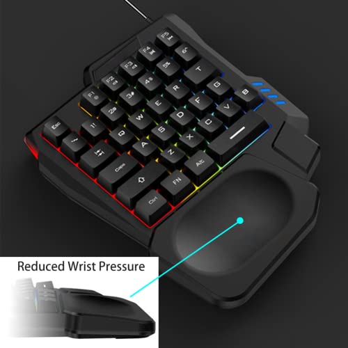One-Handed Mechanical Gaming Keyboard,35 Keys Waterproof Professional Gaming Keypad,with 3 Color Backlight, Single Handed Keyboard for Computer Mobile Games