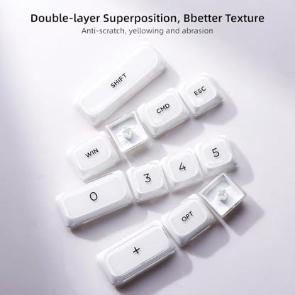 Womier Low Profile Keycaps, White Jelly Keycaps, Shine Through Key Cap | 127 Keys Custom Keycaps for Mechanical Keyboard 60% 65% 75% 80% 100% Cherry Gateron MX Switches, White - color: A-White