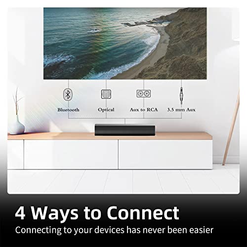Sound Bars for TV 16-inch, Cinematic TV Sound Bar with Impactful Bass, Bluetooth Soundbar for TV with Remote Control, Wall Mountable TV Speakers Sound Bar Work with Traditional or Smart TV