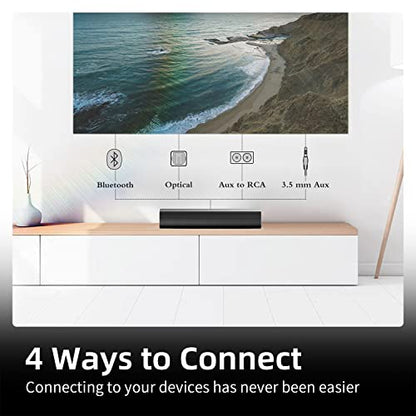 Sound Bars for TV 16-inch, Cinematic TV Sound Bar with Impactful Bass, Bluetooth Soundbar for TV with Remote Control, Wall Mountable TV Speakers Sound Bar Work with Traditional or Smart TV