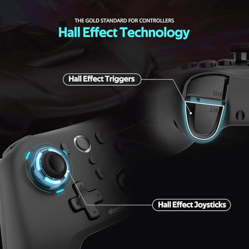 abxylute C6 Wireless PC Controller, Bluetooth Game Controller -1000Hz Polling Rate- Hall Effect Joystick for Windows PC, Switch 1&2, Steam Deck, Android TV/Mobile, iOS, MAC &Tesla Vibration Turbo Lightweight - color: Black