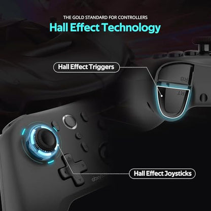 abxylute C6 Wireless PC Controller, Bluetooth Game Controller -1000Hz Polling Rate- Hall Effect Joystick for Windows PC, Switch 1&2, Steam Deck, Android TV/Mobile, iOS, MAC &Tesla Vibration Turbo Lightweight - color: Black