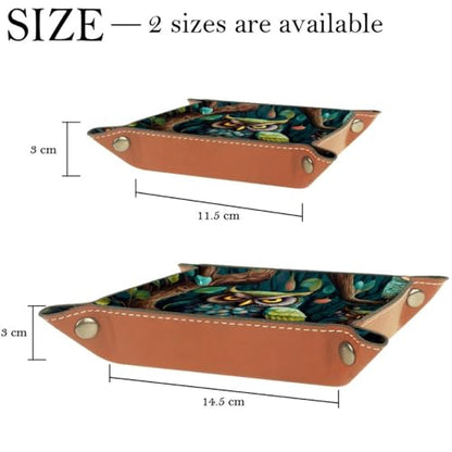 Forest Owl Leaf Dice Tray PU Leather Dice Rolling Tray Folding Dice Holder for Dice Games, Like RPG, DND and Other Table Games - color: Multi 10