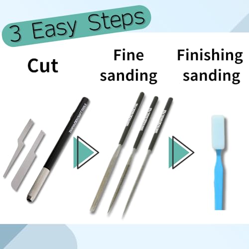 Tamiya Tool Set 74104 & 74111 + FS #2000 Sanding Stick | File Set, Craft Saw & Fine Sandpaper Kit | Precision Hobby Tools for Plastic Models & Miniatures