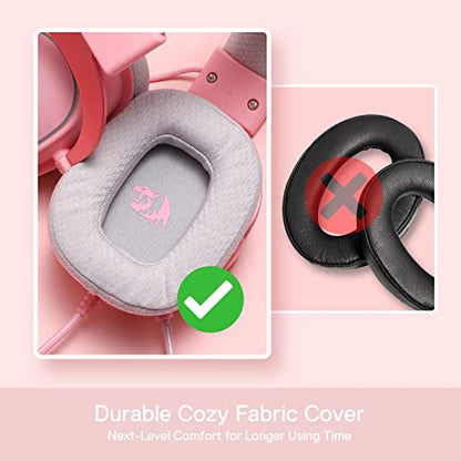 Redragon H510 Zeus-X RGB Pink Wired Gaming Headset - 7.1 Surround Sound - 53MM Audio Drivers in Memory Foam Ear Pads w/Durable Fabric Cover- Multi Platforms Headphone - USB Powered for PC/PS4/NS - color: Pink H510 RGB