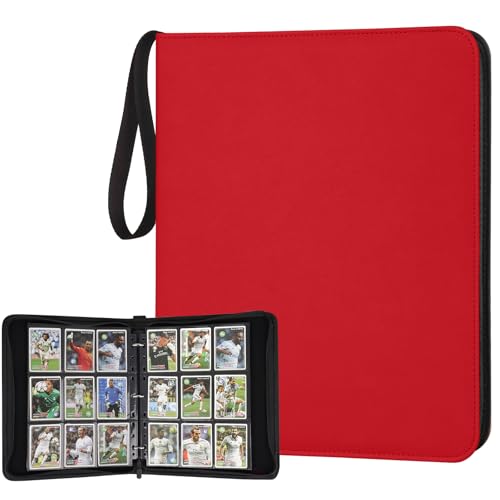 Trading Card Binder, Card Collection Binder Album Folder with 720 Side Loading Pockets, 9 Pocket Trading Card Album Folder for TGC,MTG, Baseball Cards, Yugioh - color: A-red