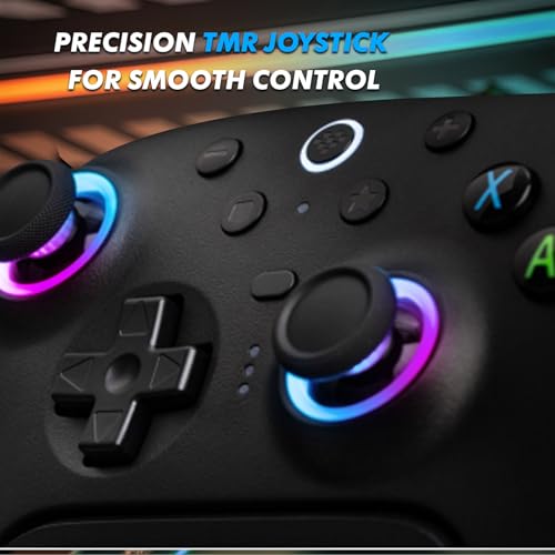 8BitDo Ultimate 2 Wireless Controller, Game Gamepad for PC Android Steam Deck with TMR Joysticks, Switchable Hall Effect/Tactile Triggers, RGB Fire Ring, PC Steam Gamer Gift - color: Black