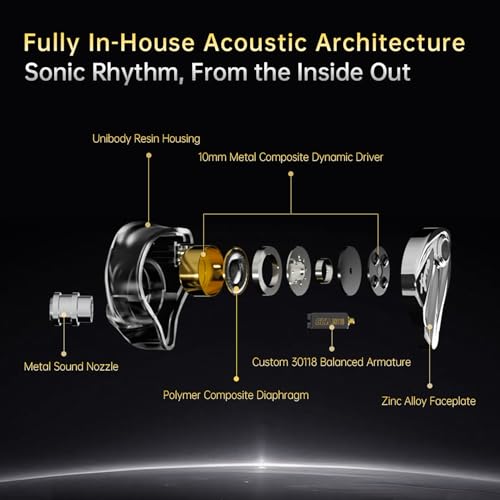 CCA Xyrra Dual Driver in-Ear Monitor Headphones,1DD+1BD HiFi IEM Earphones,Wired Gaming Earbuds for Gamers Musicians - color: Black, style: Without Mic,3.5mm