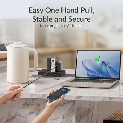 Gitryin Modular Laptop Charging Station, 1 * 140W, 3 * 65W Retractable USB C Chargers, 8 Type C Ports with Cooling Power Strip, 335W Charging Hub