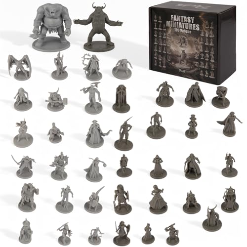 Path Gaming 50 Unique Miniatures Fantasy Tabletop RPG Figures for Dungeons and Dragons, Pathfinder Roleplaying Games, Bulk Unpainted, Great for D&D