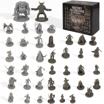Path Gaming 50 Unique Miniatures Fantasy Tabletop RPG Figures for Dungeons and Dragons, Pathfinder Roleplaying Games, Bulk Unpainted, Great for D&D
