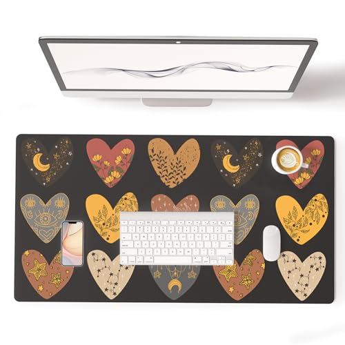 Colorful Star Magic Heart Large PU Leather Mouse Pad, 31.5" x 15.7" | Waterproof Non-Slip Computer Gaming Desk Mat, XXL PC Laptop Protector Pads, Desk Writing Pads for Office Home - color: Magic Heart, size: 31.5" x 15.7"