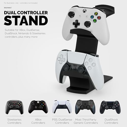 BRAINWAVZ The Gravitas - Headphone Stand & Game Controller Holder for Desk - Universal Design for All Types of Headsets & Gamepads (Black)