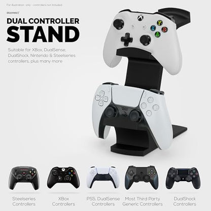BRAINWAVZ The Gravitas - Headphone Stand & Game Controller Holder for Desk - Universal Design for All Types of Headsets & Gamepads (Black)