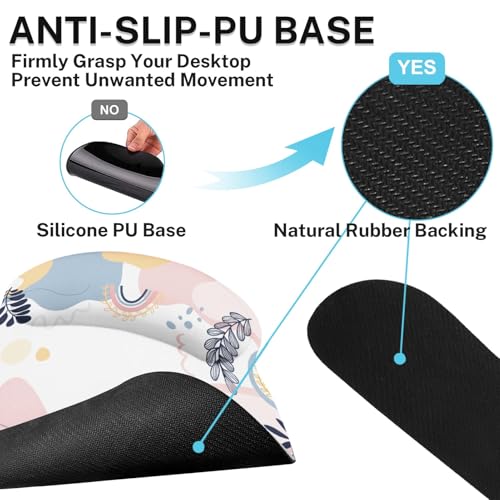 Arttown Keyboard Mouse Pad Set, 4 in 1 Desk Mat Set Tropical Leaves | Spring Pink Blue Large Mousepad+Keyboard Wrist Rest+Mouse Wrist Rest+Coaster Ergonomic Design for Home Office Computer - color: Leaves