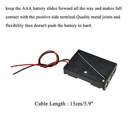 HAHIYO 4.5V AAA Battery Holder Bundle Series with Wire Sturdy Clapm Flexible Springs Contact Build-in Harnesses Batteries Black Case Easy Install 8 Pieces for Wall Clocks Ham Radio Kids Toys - style: Without cover-3AAA-8P