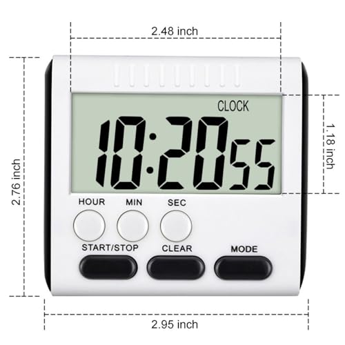 Xuhal 8 Pack Digital Magnetic Kitchen Timer for Cooking Bulk, Black | Big Digit Loud Alarm Magnetic Backing Stand Hook 24 Hour Clock for Baking Cooking, Egg, Classroom, Teacher, Exercise, Study - color: Black