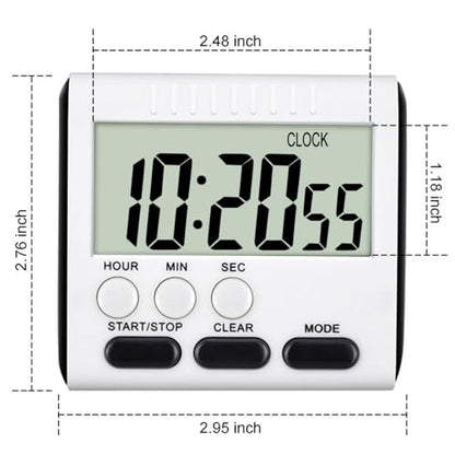 Xuhal 8 Pack Digital Magnetic Kitchen Timer for Cooking Bulk, Black | Big Digit Loud Alarm Magnetic Backing Stand Hook 24 Hour Clock for Baking Cooking, Egg, Classroom, Teacher, Exercise, Study - color: Black