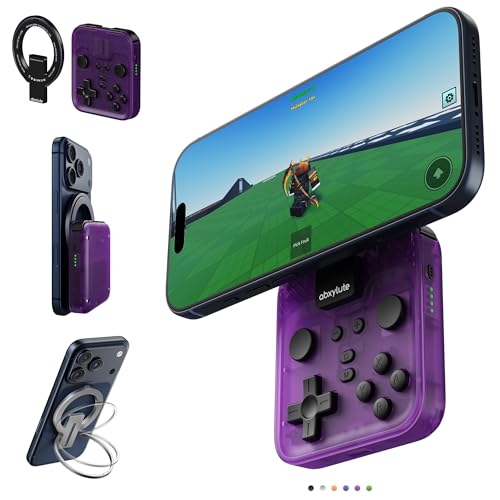 abxylute M4 Snap-On Mobile Gaming Controller for Android & iPhone, Switch 1&2, Portable Bluetooth Controller, Pocket-Sized Retro Arcade Phone Gamepad Kickstand, Dual Joystick Turbo Pro Gaming Magnetic (Purple) - color: Purple