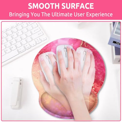 KONVINIT Ergonomic Mouse Pad with Wrist Rest, Small Mousepad with Non-Slip Rubber Base and Smooth Surface, Hot Pink Mouse Pads for Desk, Office Desk Accessories - color: Hot Pink