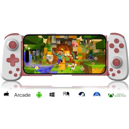 arVin Mobile Gaming Controller for Android/iPhone/iPad/Tablet/PC/Switch/PS3/PS4, Wireless Gamepad with Hall Effect Joystick/Turbo/6-axis Gyro/Vibration/Play Xbox Cloud Gaming/PS Remote Play/Steam Link - color: White&Red, size: Standard Version(D6)