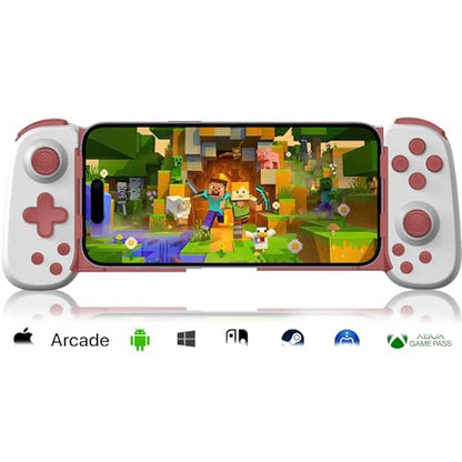 arVin Mobile Gaming Controller for Android/iPhone/iPad/Tablet/PC/Switch/PS3/PS4, Wireless Gamepad with Hall Effect Joystick/Turbo/6-axis Gyro/Vibration/Play Xbox Cloud Gaming/PS Remote Play/Steam Link - color: White&Red, size: Standard Version(D6)