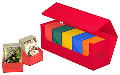 Ultimate Guard Arkhive 400+, Deck Case for 400 Double-Sleeved TCG Cards, Red, Compatible with Boulders, Magnetic Closure & Microfiber Inner Lining - color: Red, size: 400+