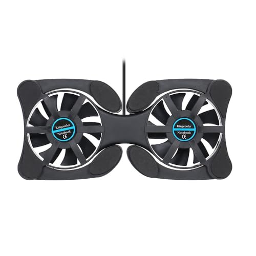 Mini USB Laptop Cooling Pad with 2 Fans – Foldable Portable Cooler for 7-15 Inch Notebook, Adjustable Arms Quiet Use Overheat Prevention