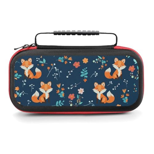 AoHanan Little Fox Butterfly And Flowers Switch Carrying Case with 20 Games Cartridges Hard Shell Travel Protection Case for Console & Accessories - color: Little Fox Butterfly And Flowers