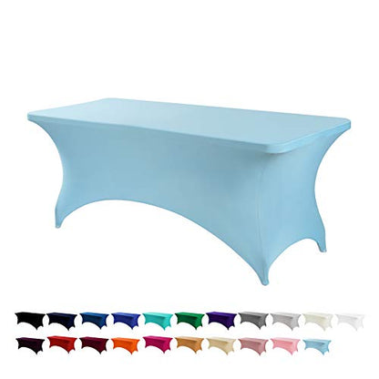 Peomeise 2PCS 6FT Spandex Table Cover Rectangular Stretch Spandex Tablecloth (Blue Mist,6FT) - color: Blue Mist, size: 72" x 30" 2Pack (Rectangular)