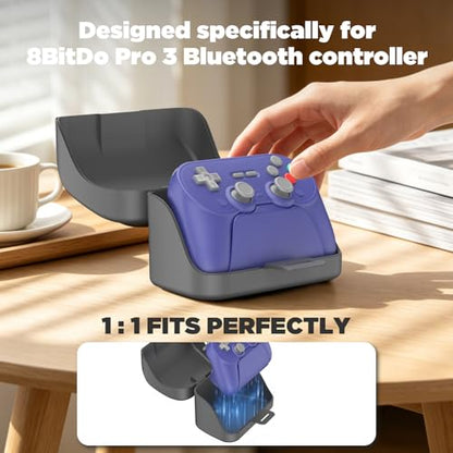 Wonkzon Hard Travel Case for 8BitDo Pro 3 Bluetooth Controller, Charging Dock Accessories Carrying Case for 8BitDo Pro 3, Game Protective Storage Bag