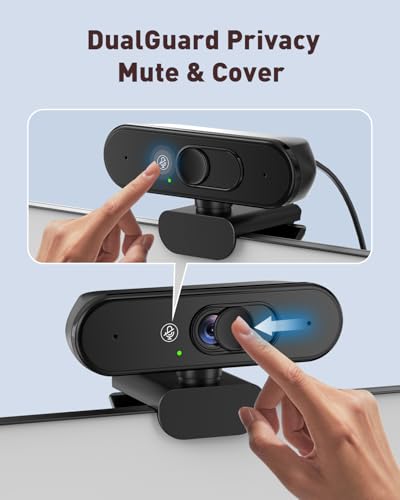 1080P Webcam with Mic, Privacy Cover, Mute Button for PC/Laptop | Dual privacy: mic mute button and lens cover; USB plug and play for Zoom, Teams, streaming and video calls - color: 1080P