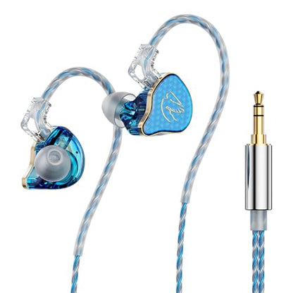 In Ear Monitor Headphones Hybrid 1BA+1DD HiFi Deep Bass IEM Earphones Blue | Hybrid Banlance Armature with Dynamic in Ear Headphones IEM Earphones Gaming Earbuds no Mic - color: QT820-Blue no Mic