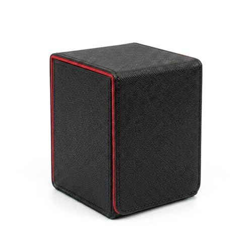 Vertical Deck Box Plus Version, Large Trading Card Case Fits 100+ Double Sleeved Cards, Premium Saffiano Leather TCG Storage for MTG Commander, Pokémon, TCG, CCG, Magnetic Closure -Black+ Red - color: VP Black+Red