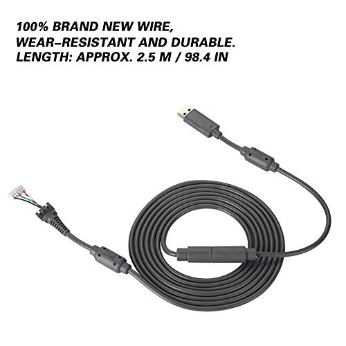 Hakeeta 8.2FT USB 5Pin Gamepad Cable Replacement Wire with Breakaway Adapter for 360, Replacement Cable for 360 Controller USB Cable for 360 (Gray) - color: Gray