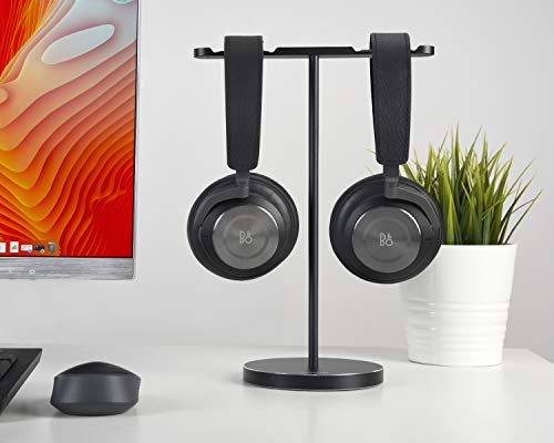 JOKItech Dual Aluminum Headphones Stand Holder, Showcase Multi Headphones with Solid Heavy Base, Compatible With Gaming Headsets and Wireless Headphone Black - color: Black
