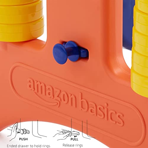 Amazon Basics Junior 4-to-Score Giant Premium Plastic Party Game for Kids & Adults, Indoor & Outdoor, BPA-Free with Carrying Bag, Blue, Yellow, Red, Green, Large