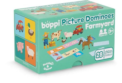 boppi Dominoes Set Picture Game for Toddlers - Colourful Farmyard Animal Themed Montessori/STEM Dominoes for Children - Games for 3 Year Olds and Up - style: Farmyard Animals
