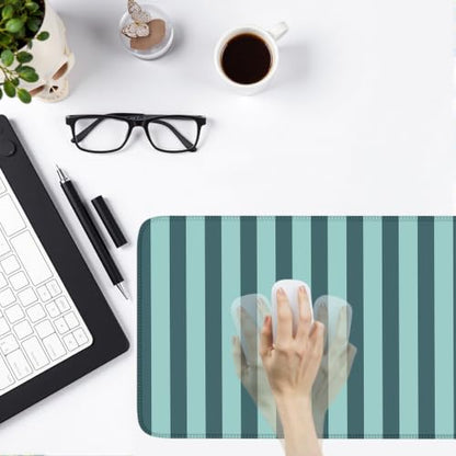 Teal Blue Striped Desk Mat Cute Pastel XXL Large Gaming Mouse Pad Desk Pad Kawaii Cozy Aesthetic Keyboard Laptop Computer Mat - color: A7- Blue Teal