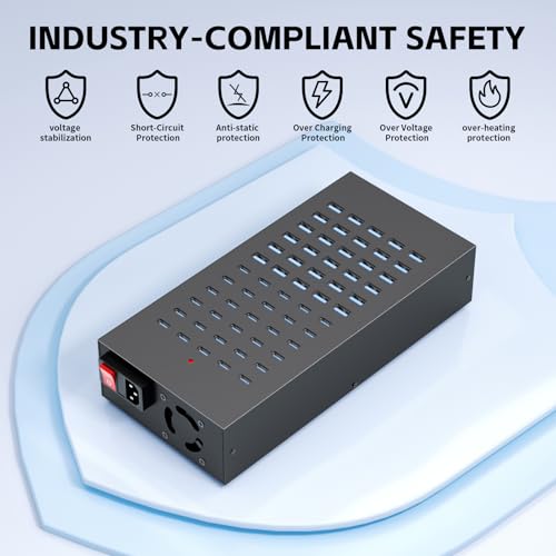 400W USB Charging Station, 60 Port USB C Charging Station for Multiple Device, Multi USB Desktop Charger Station with Smart IC Protection, Suitable for Home, Office, Hotels, Schools
